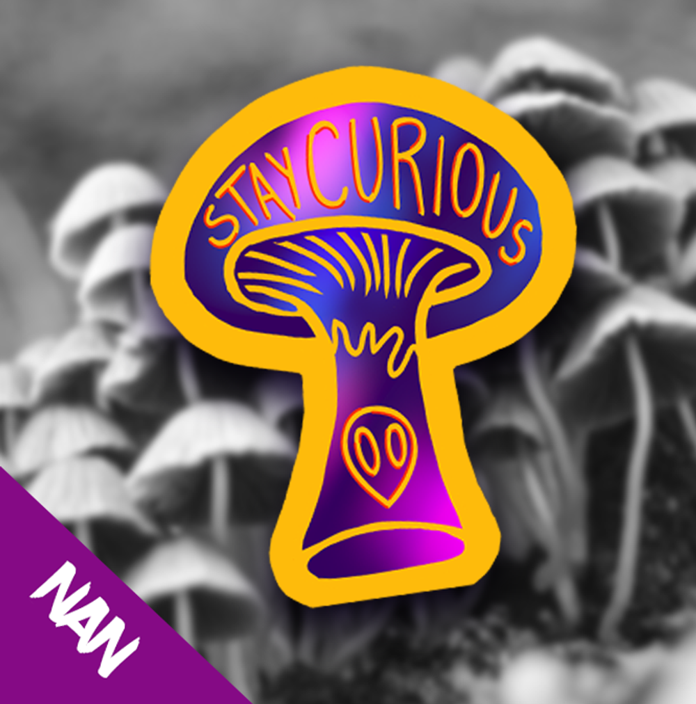 3" Mushroom Sticker "Stay Curious"