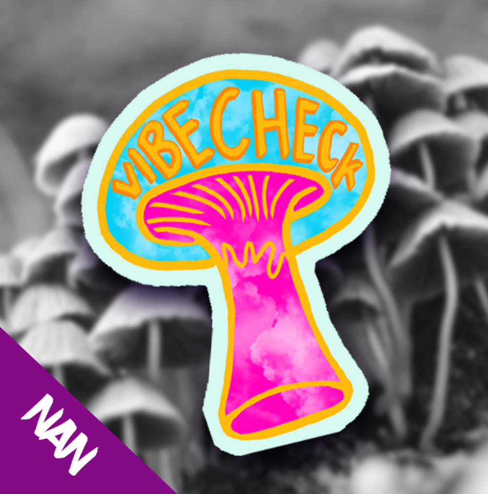 3" Mushroom Sticker "Vibe Check"